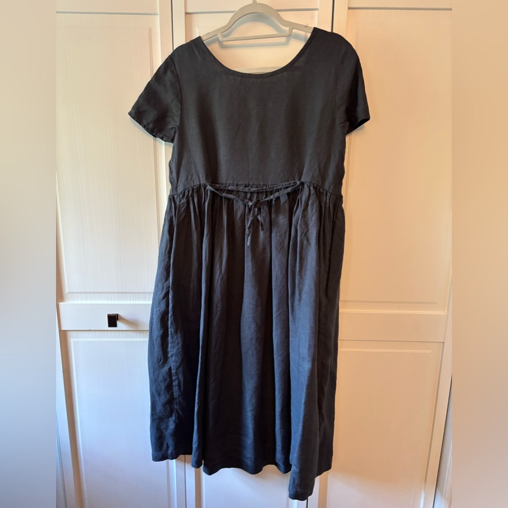 notPERFECTLINEN mama dress, charcoal blue, size M - Picture 3 of 6